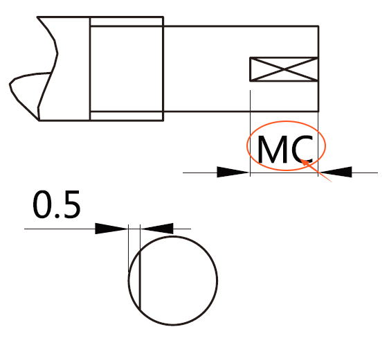MC固定侧轴端平面加工长度(mm)