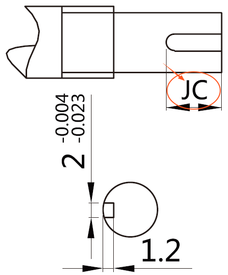 JC固定侧轴端键槽加工长度(mm)